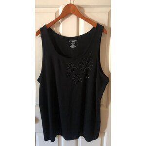 Women's Lane Bryant Plus Size Black Tank Blouse Top Cami Size 22/24 Sequin Star